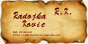 Radojka Ković vizit kartica